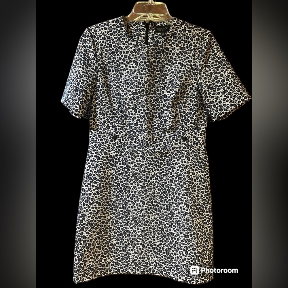 NWOT TopShop Blue Leopard Print Sheath Dress UK 12 // US 8 Donate